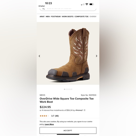 Ariat Composite toe 10 1/2 D size.